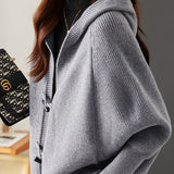 Versatile Knitted Hooded Cardigan Coat