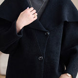 Lapel Collar Melton Knit Drop Shoulder Jacket