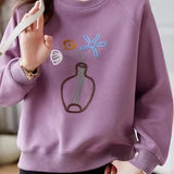 Exquisite Floral Pattern Long Sleeve Layering Hoodie