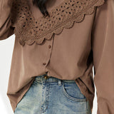 Lace Patchwork Crew Neck Shirt