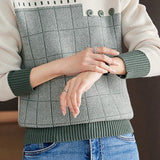 Color Block Plaid Knit Sweater