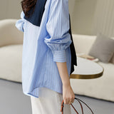 Shawl Sailor Collar Striped Shirt