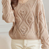 Loose Fit Casual Hollow-Out Knit Sweater