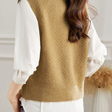 Designer Layered Sweater Vest Cardigan + Pure White Shirt