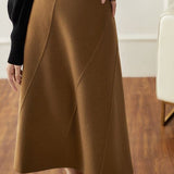 Elegant Versatile High-Waisted Reversible Wool Skirt