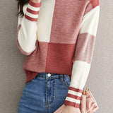 Bottle Neck Drop Shoulder Bi-Color Knit - 3 Colors Available