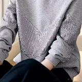 Fashionable Sequin Patchwork Sweatshirt