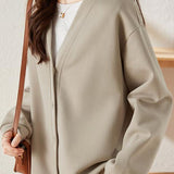 Loose-Fit Casual Hoodless V-Neck Cardigan Sweatshirt