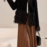 Fringed Knit Oversized Long Sleeve Cardigan