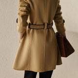 Lapel Collar Belted Bi-Color Coat - 2 Colors Available