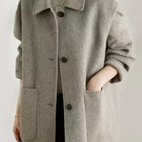 Simple Stand Collar Coat with Lining - 3 Colors Available