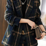 Vintage Plaid Wool Blend Coat