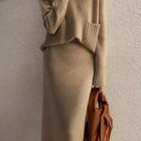 Elegant Solid Color Knitted Set