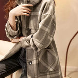 Mid-Length Plaid Wool Overcoat