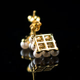 Pearl Bijou Square Motif Earrings