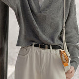 Lapel fake two-piece sweater