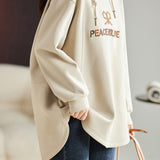 Hooded Logo Embroidery Drop Shoulder Hoodie