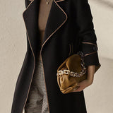 Lapel Collar Belted Bi-Color Coat - 2 Colors Available