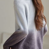 Fashion Gradient Color Double Zipper Cardigan