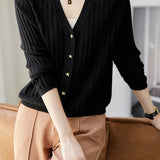 Elegant V-Neck Knit Cardigan