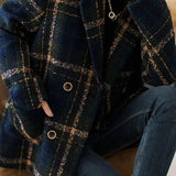 Vintage Plaid Wool Blend Coat