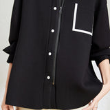 Loose black lapel coat