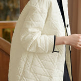 Color-blocked Piped Quilted Minimalist Cotton Jacket