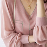 V-neck Faux Wool Sweater