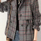 Fashionable Casual Minimalist Plaid Wool Coat