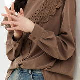 Lace Patchwork Crew Neck Shirt