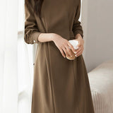 Round Neck Rib Hem Belted Dress