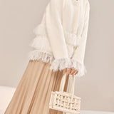 Fringed Knit Oversized Long Sleeve Cardigan