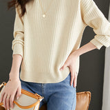 Solid Color Versatile Knit Base Layer Top