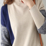 Contrast Turtleneck Leisure Knitted Sweater