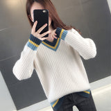 Color Block V-Neck Sweater