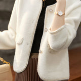 Fashionable casual faux - mink - hair Chanel - style coat.