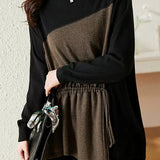 Round Neck Bi-Color Irregular Knit - 2 Colors Available