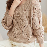 Loose Fit Casual Hollow-Out Knit Sweater