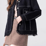 Chanel - style low - round - neck fashionable jacket.