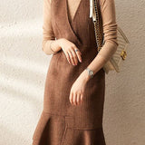 French Style Double-Faced Flared Midi Dress