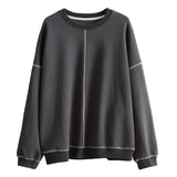 Simple casual round-neck sweatshirt with visible stitching