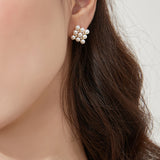 Pearl Bijou Square Motif Earrings