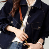 Fashionable Folded Collar Denim Jacket