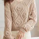 Loose Fit Casual Hollow-Out Knit Sweater