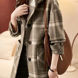 Mid-Length Plaid Wool Overcoat