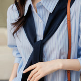 Shawl Sailor Collar Striped Shirt