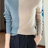 Color-Block Crew Neck Sweater Top