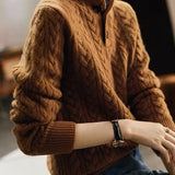 Casual Minimalist Jacquard Knit Sweater