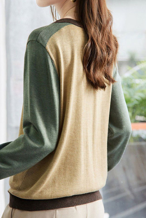 Bicolor asymmetric knit tops