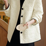 Color-blocked Piped Quilted Minimalist Cotton Jacket